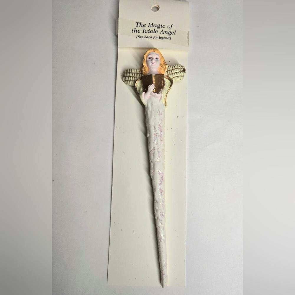 The Magic of Icicle Angel Christmas Ornament with Gold and Cream Accents
